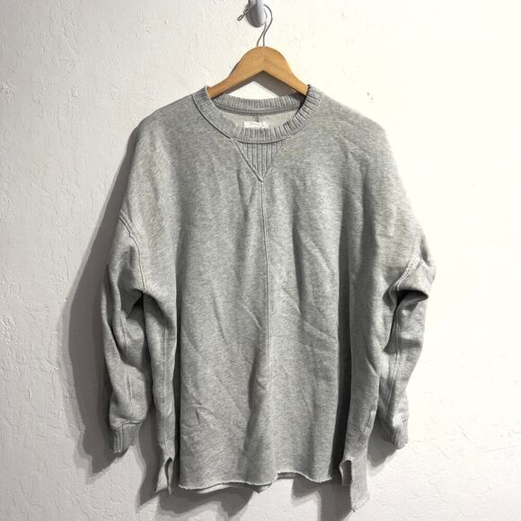 Aerie Sweatshirt XS Crewneck Cotton French Terry Lounge Gray Relaxed Cozy - Picture 1 of 8